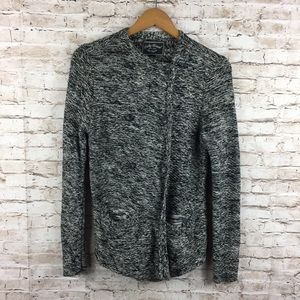 Lucky Brand Black White Asymmetrical Sweater Lg